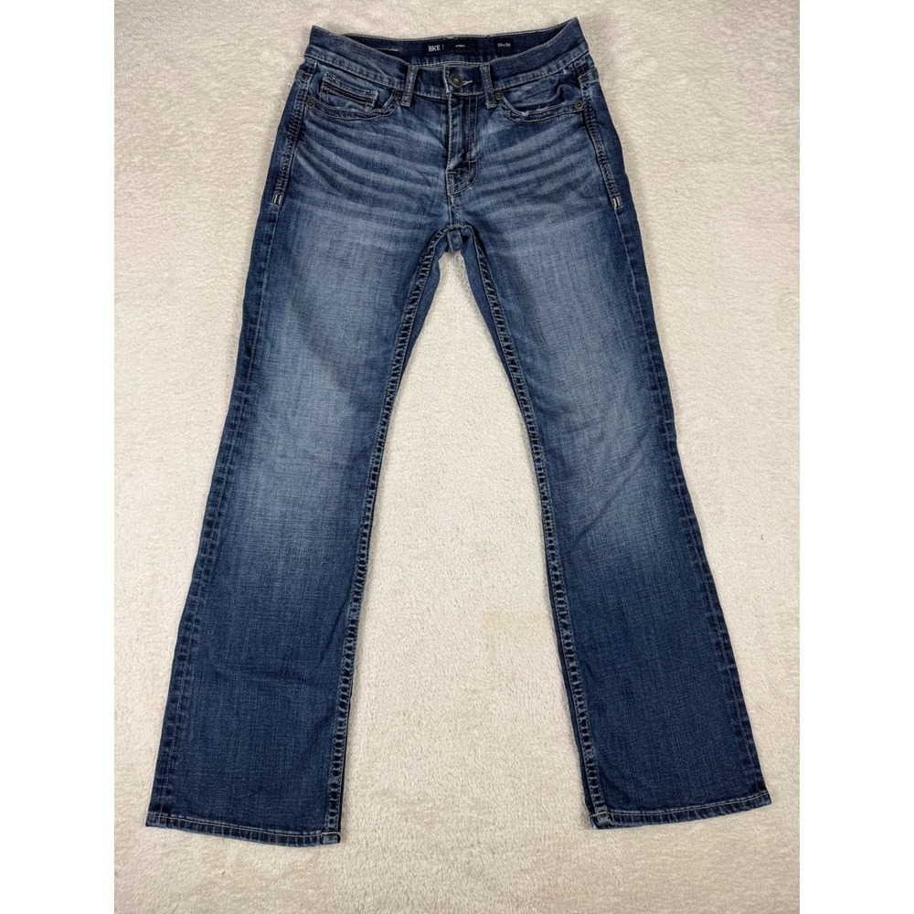 BKE Aiden Jeans Mens 28x30 Blue Excellent Bootcut Whiskered Distressed Denim